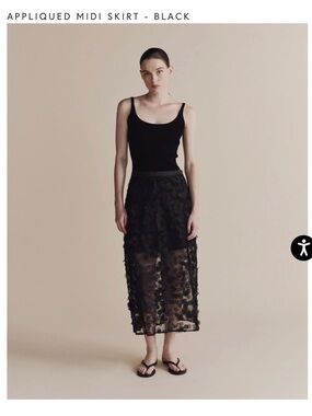 Mijeong Park Appliquéd Midi Skirt - Black